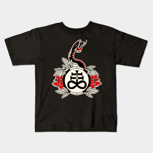 leviathan's cross snake traditional tattoo Kids T-Shirt by rafaelwolf